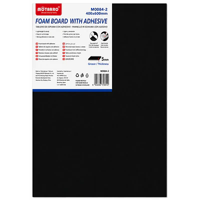Motarro – Cartón Pluma Adhesivo Negro – 40 × 60 cm – 5 mm