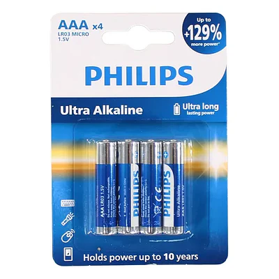 Philips – Pilas Alcalinas AAA – 1,5V – Pack 4 Unidades