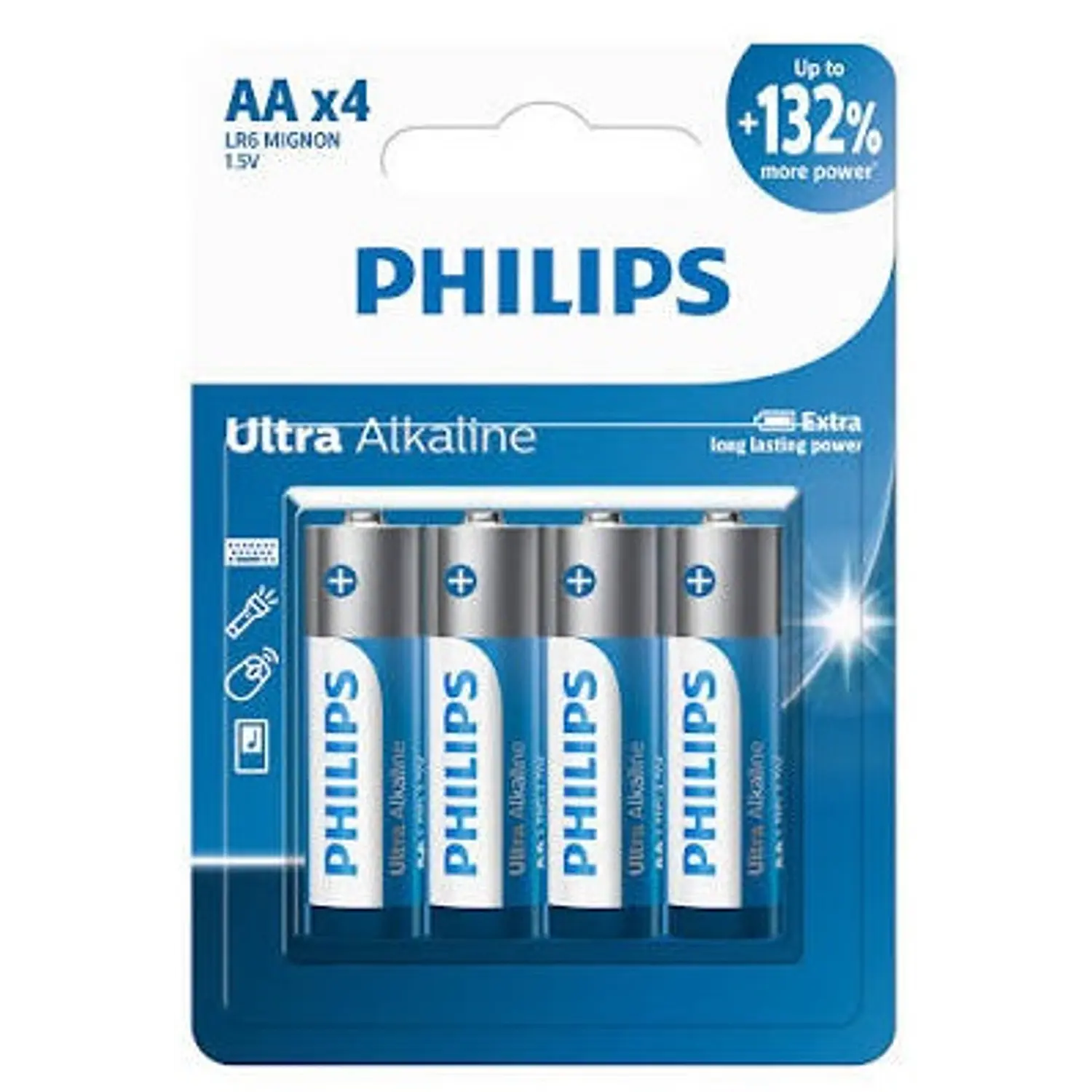 Philips – Pilas Alcalinas AA – 1,5V – Pack 4 Unidades – 1