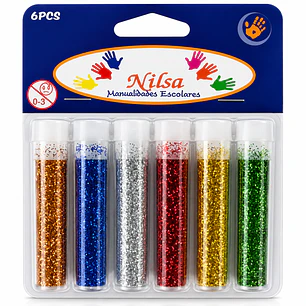 Nilsa – Escarcha en Tubo – Set 6 Colores – 2 g
