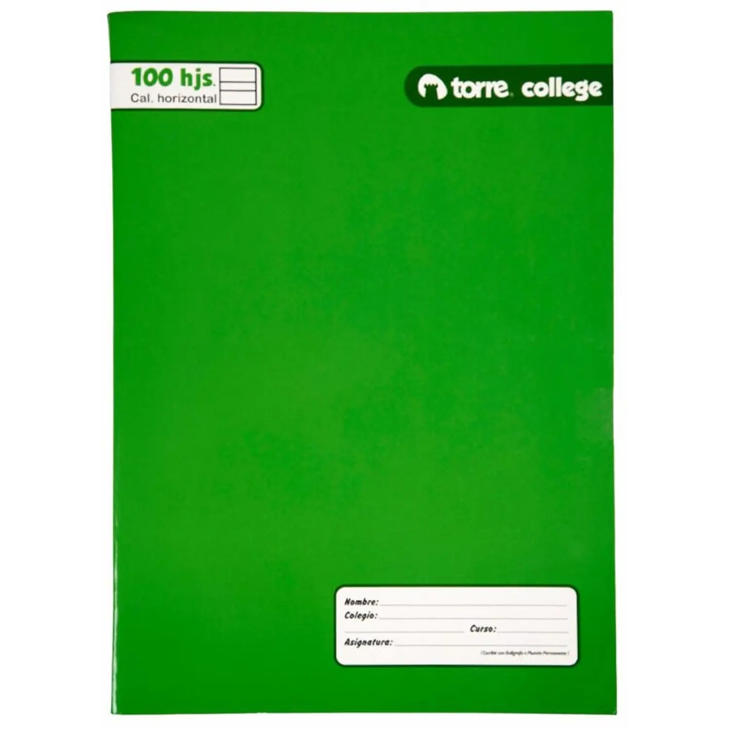Torre – Cuaderno College Caligrafía Horizontal – 100 Hojas – 1