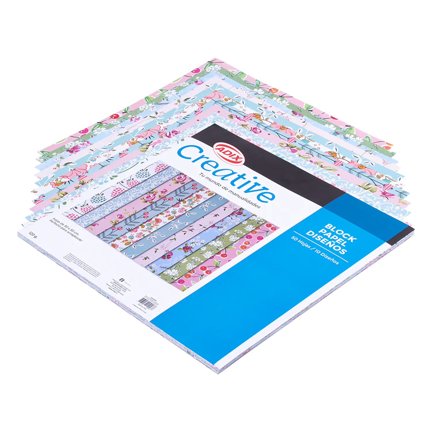 Adix – Block de Papel Impreso – 10 Diseños – 50 Hojas – 3