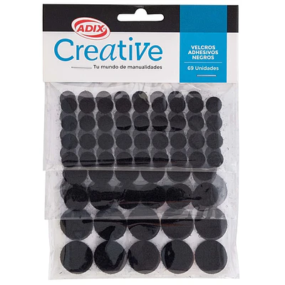 Adix – Velcro Adhesivo Negros – 3 Tamaños – 69 Un
