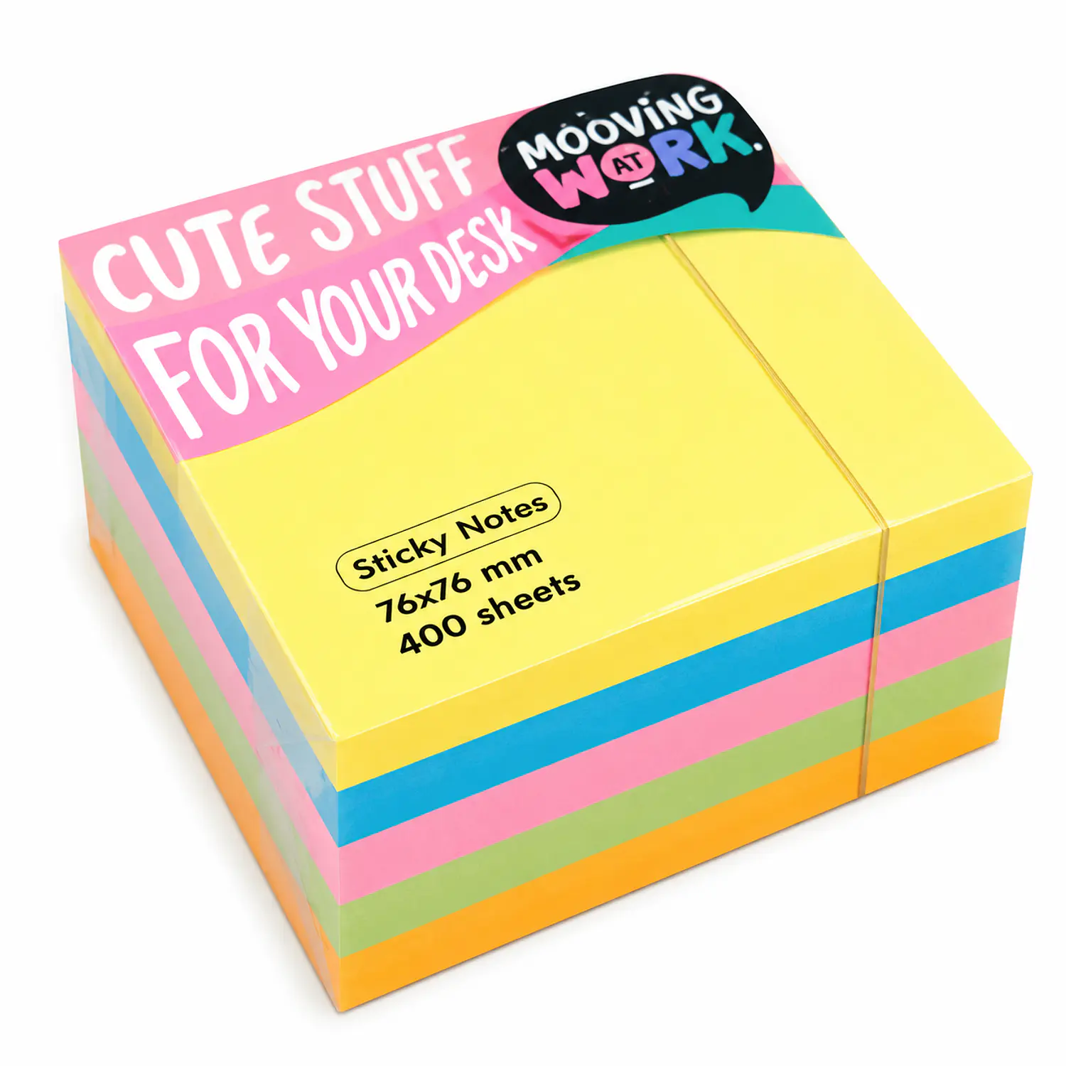 Mooving – Notas Adhesivas Neón – 76 × 76 mm – 400 Hojas – 5 Colores – 1