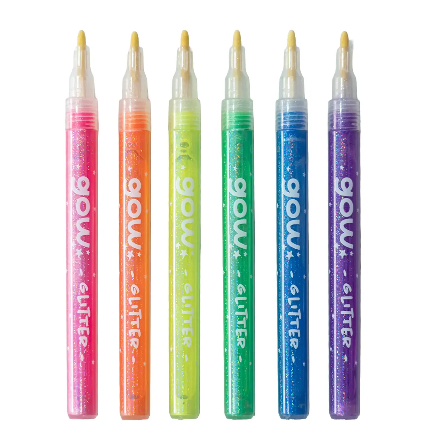 GOW – Marcadores con Glitter – Punta Fina – 6 Colores – 2