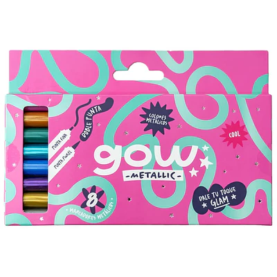 GOW – Marcadores Metálicos Doble Punta – 8 Colores