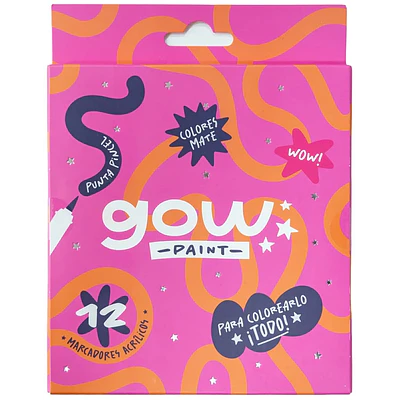 GOW – Marcadores Acrílicos Punta Pincel – 12 Colores