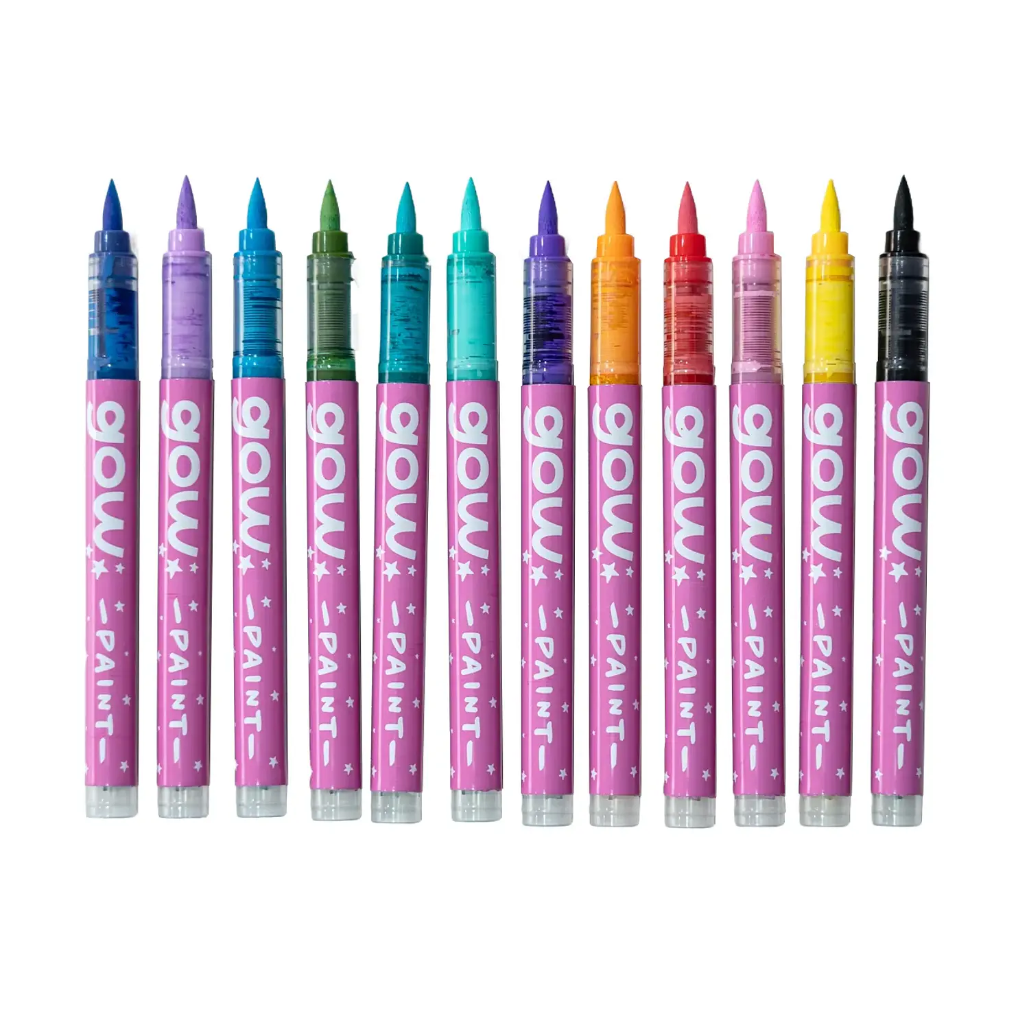 GOW – Marcadores Acrílicos Punta Pincel – 12 Colores – 2