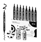 ARRTX – Marcadores de Pintura Acrílica Doble Punta – Negro – 8 Unidades - Miniatura 1