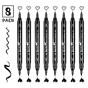 ARRTX – Marcadores de Pintura Acrílica Doble Punta – Negro – 8 Unidades