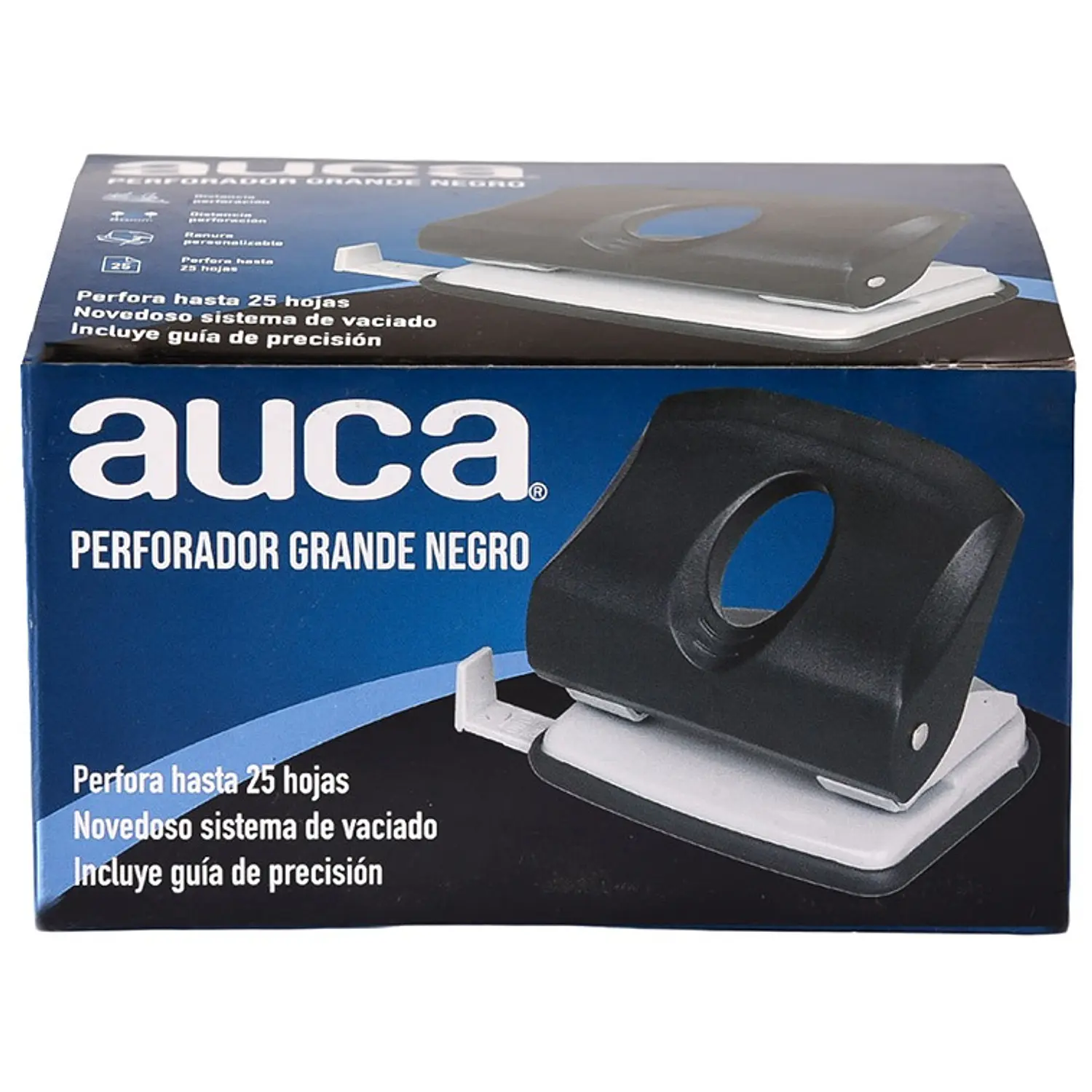 Auca – Perforador Grande – 25 Hojas – Negro – 1
