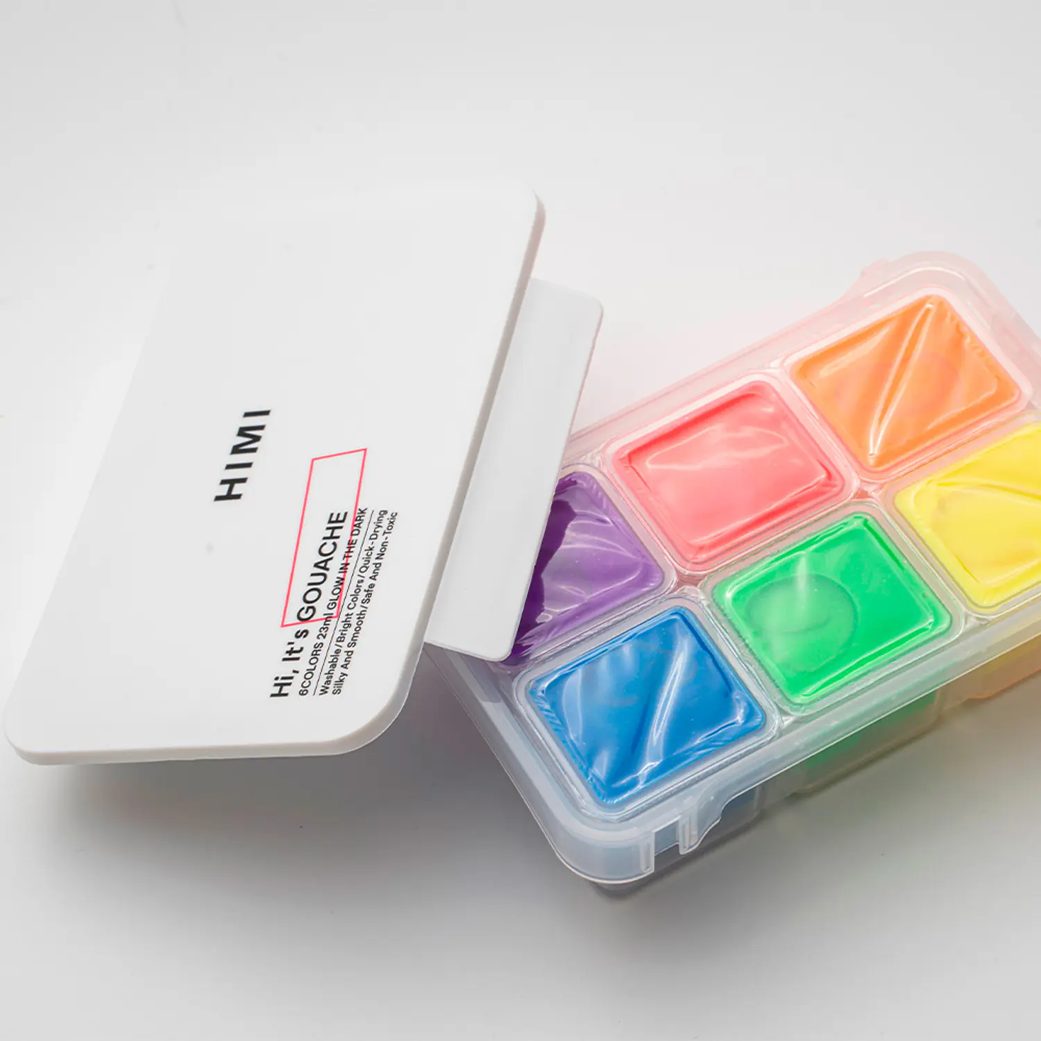 HIMI – Gouache Brillo en la Oscuridad – 6 Tonos Básicos × 23 ml – 4