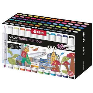 Filgo – Set Alloy de Marcadores al Alcohol – 72 Colores Surtidos