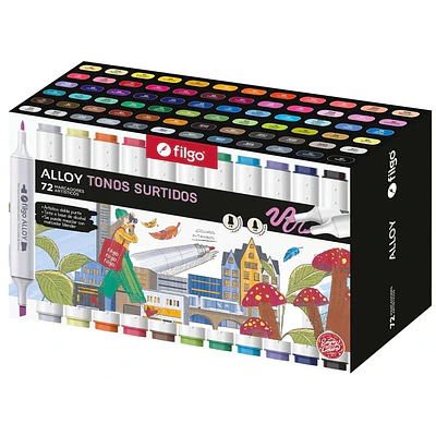 Filgo – Set Alloy de Marcadores al Alcohol – 72 Colores Surtidos