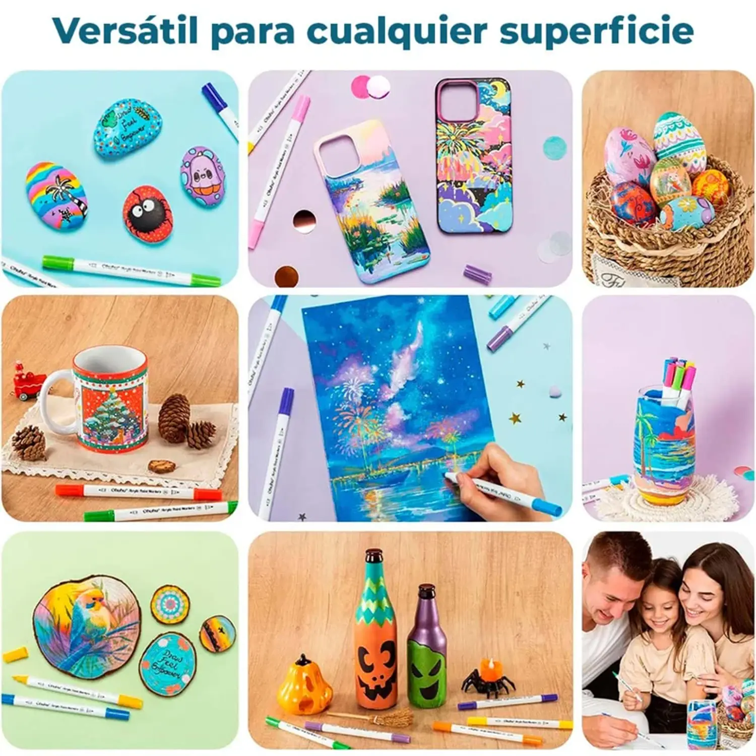 Ohuhu – Marcadores Acrílicos – 36 Colores – Doble Punta Pincel y Fina – 6