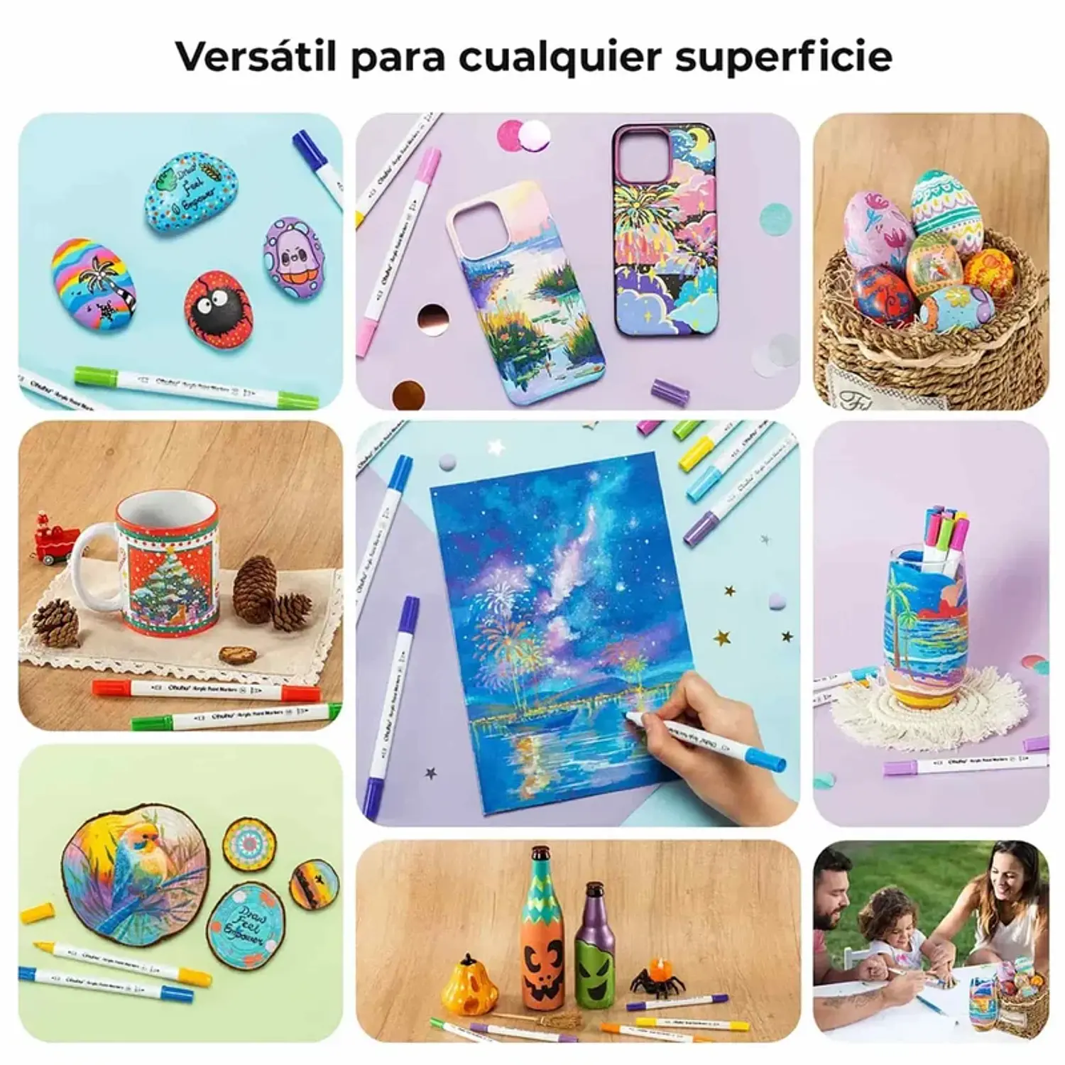 Ohuhu – Marcadores Acrílicos Akaka – 72 Colores – Doble Punta Fina y Redonda – 4