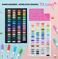Ohuhu – Marcadores Acrílicos Akaka – 72 Colores – Doble Punta Fina y Redonda - Miniatura 2