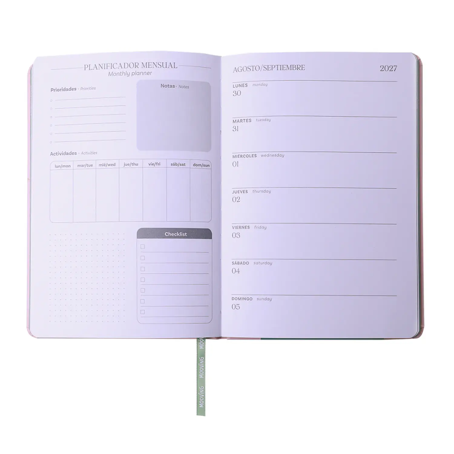 Mooving – Agenda Notes 2027  Semanal Encuadernada  15 x 21 cm – 7