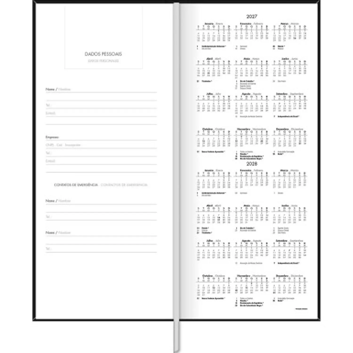 Tilibra – Agenda Executiva Comercial M8 Slim – 2027 – 208 Hojas – 2