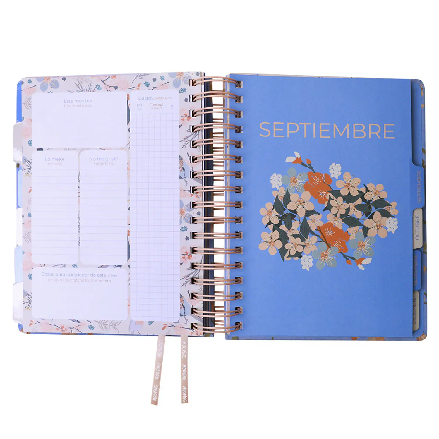 Mooving – Agenda Cerezo Diaria Espiral 2027  16,5 x 22 cm – 2