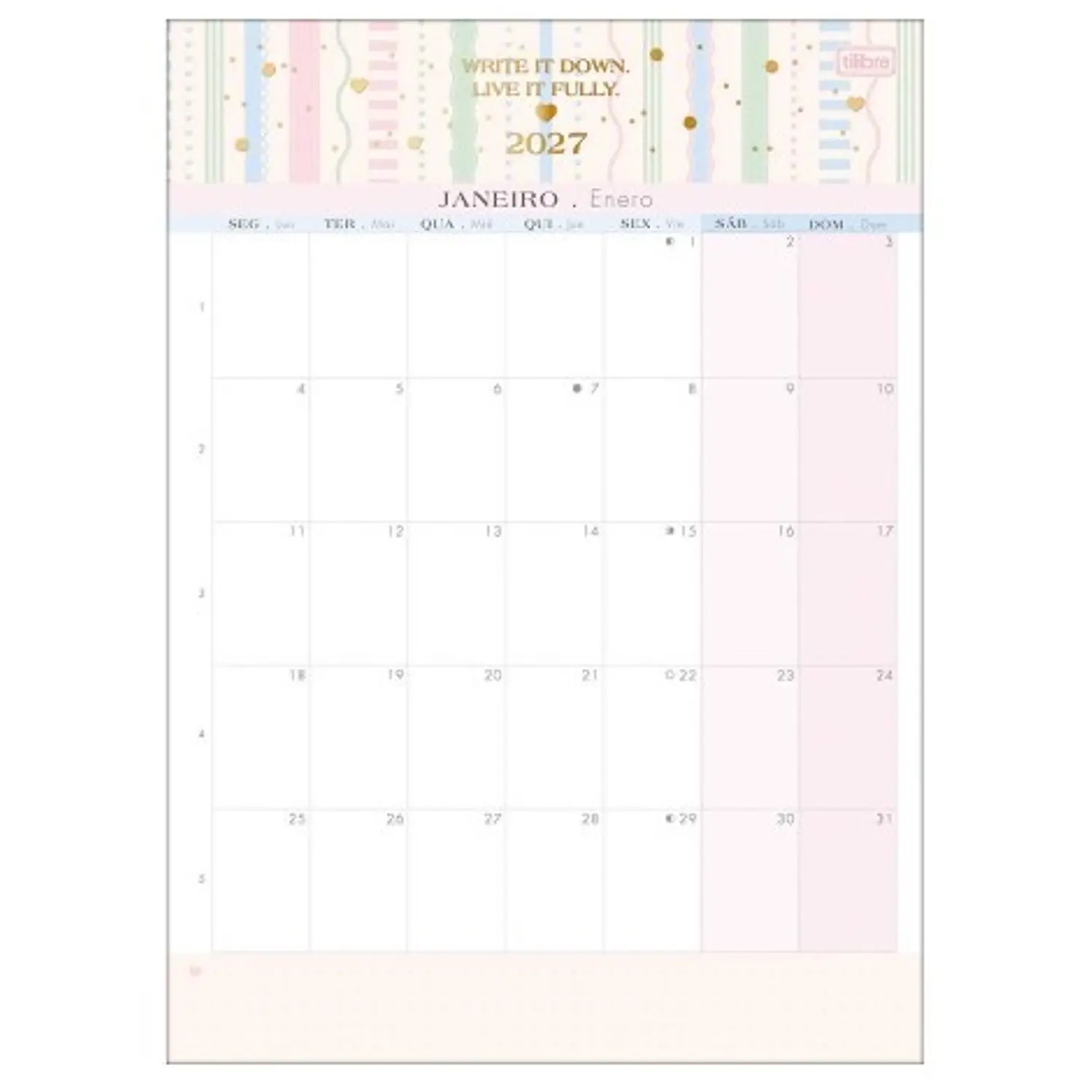 Tilibra – Calendario Mensual Soho – 2027 – 12 Hojas – 1