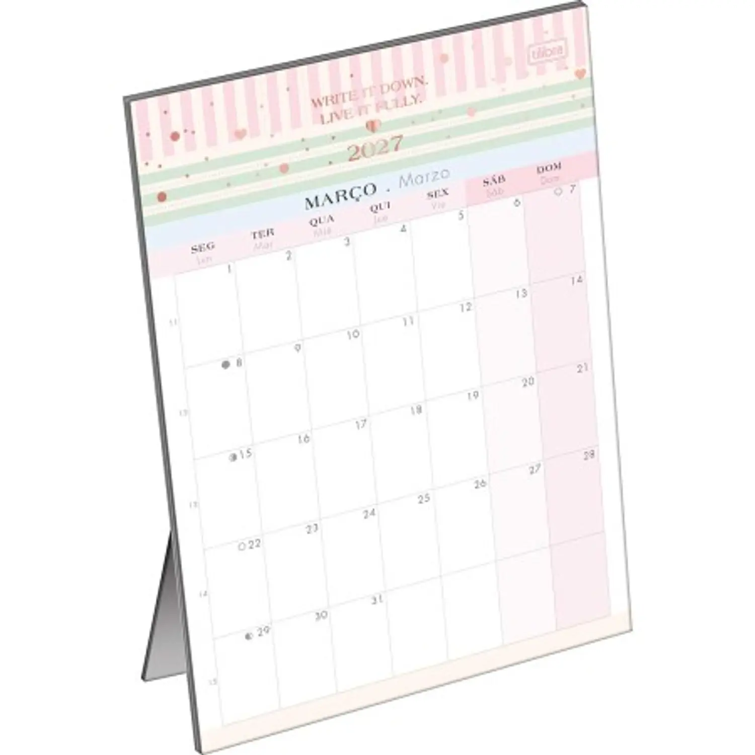 Tilibra – Planner Calendario de Mesa Soho – 2027 – 12 Hojas – 2