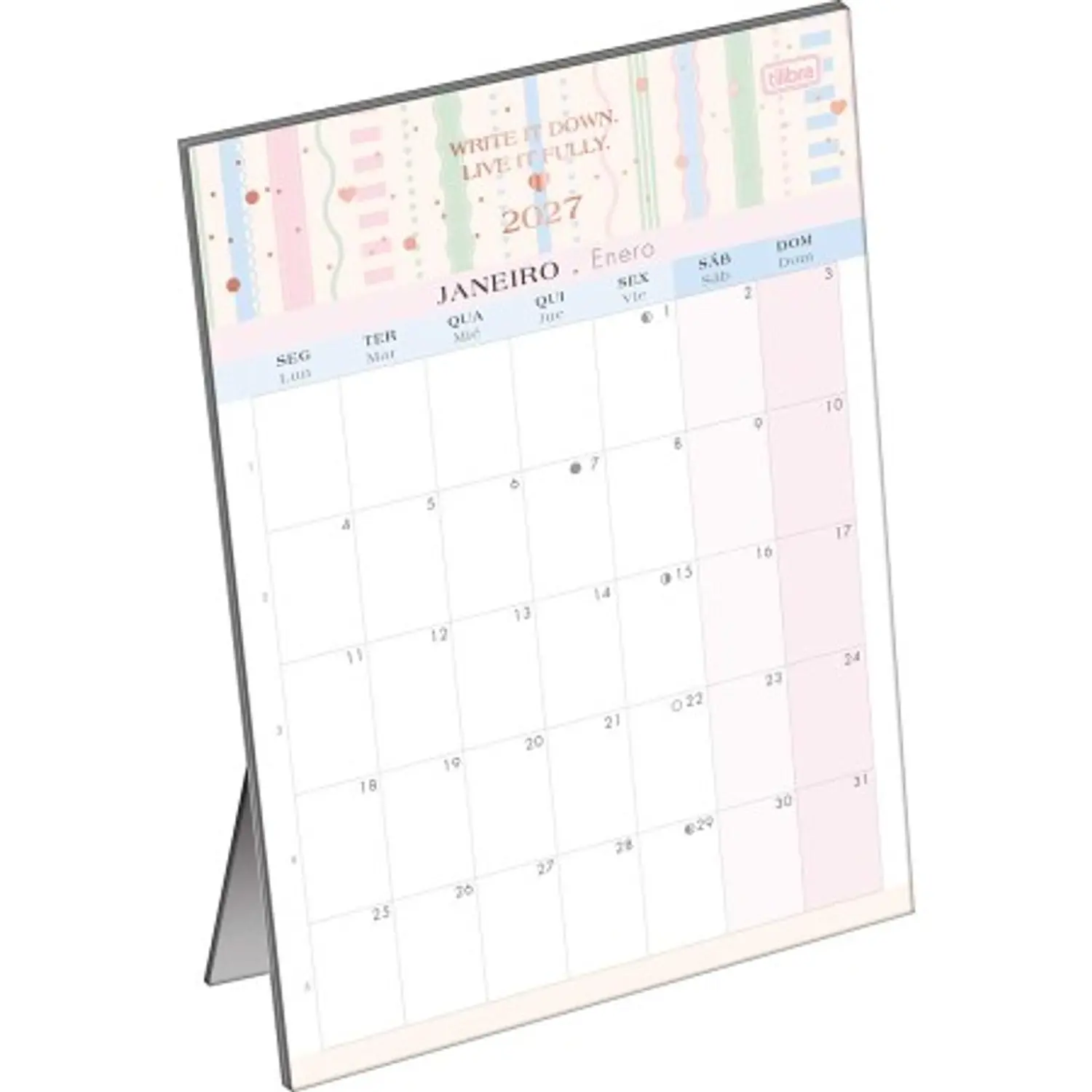 Tilibra – Planner Calendario de Mesa Soho – 2027 – 12 Hojas – 3
