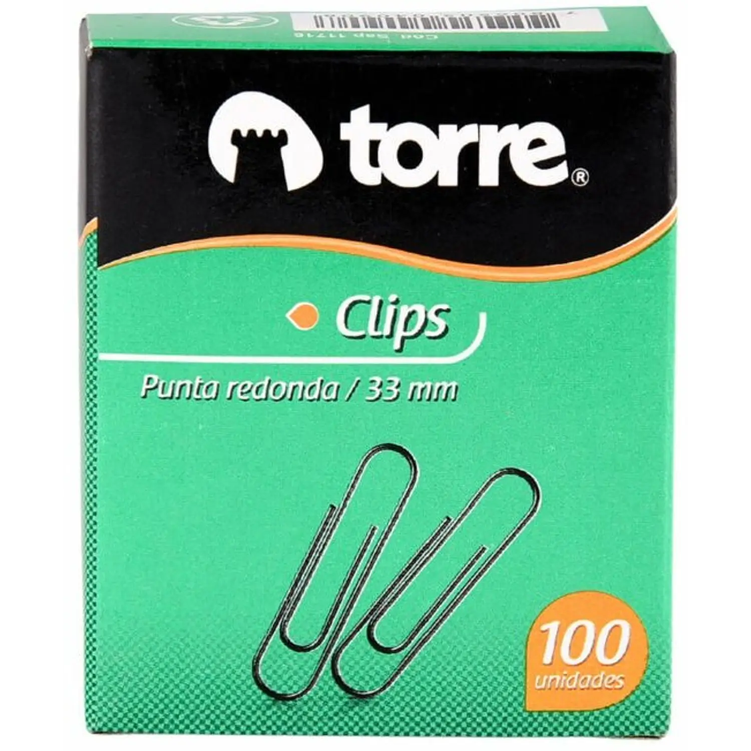 Torre – Clips Metálicos - Punta Redonda – 33 mm – 1