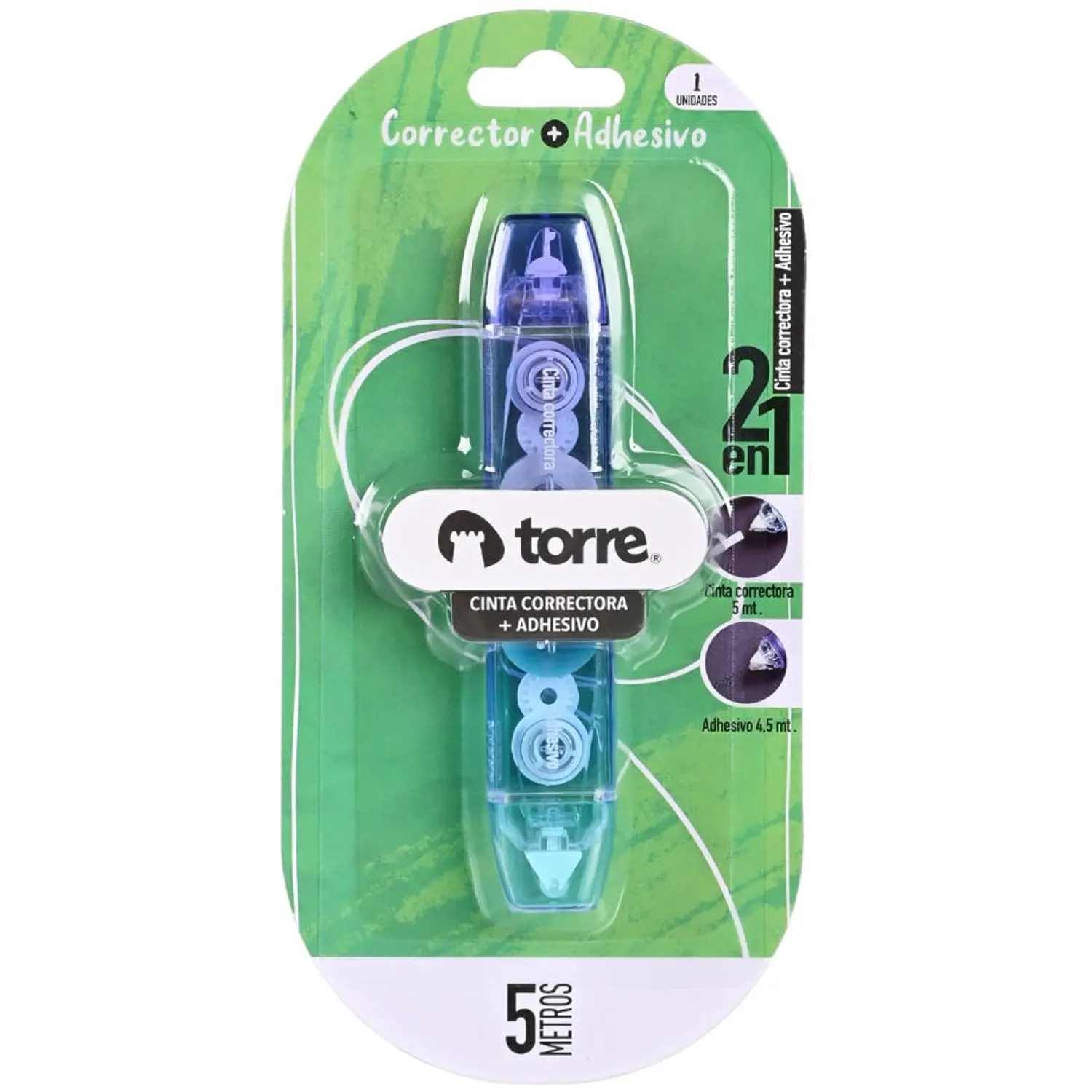 Torre - Cinta Correctora + Adhesivo Torre - 2 en 1 - 5 Metros – 1