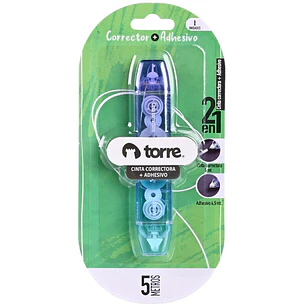 Torre - Cinta Correctora + Adhesivo Torre - 2 en 1 - 5 Metros