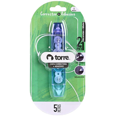 Torre - Cinta Correctora + Adhesivo Torre - 2 en 1 - 5 Metros
