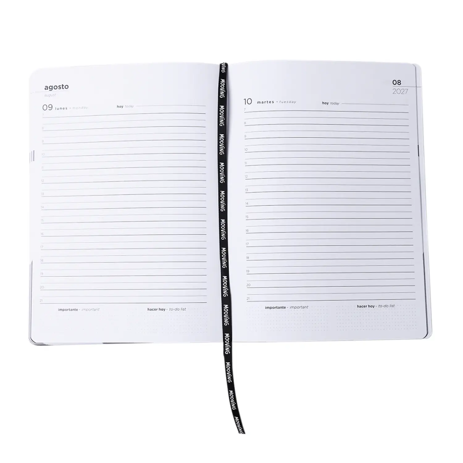 Mooving – Agenda Diaria Black – 15 x 21 cm – 2027 – 2