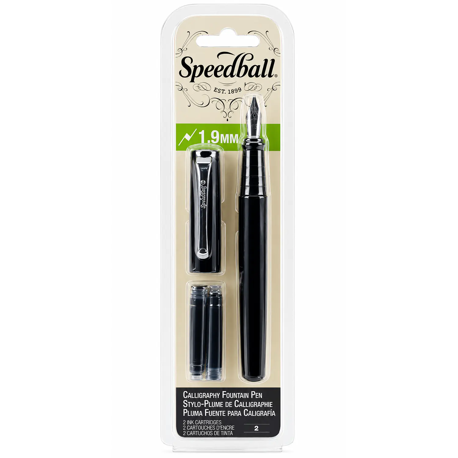 Speedball – Pluma Estilográfica para Caligrafía 1,9 mm Negra – 1