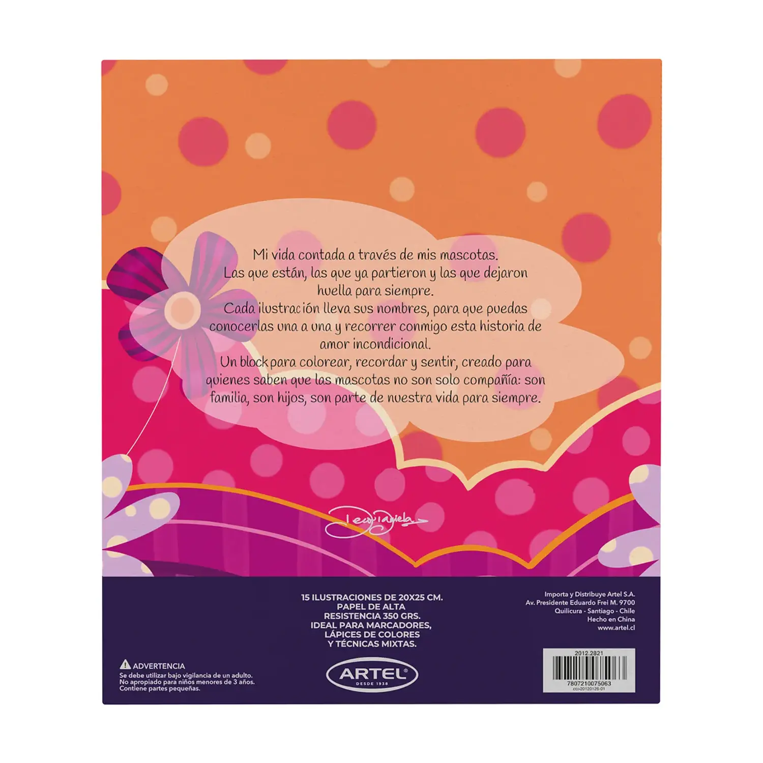 Artel – Block para Colorear Mi Vida Pet – 21,7 x 25,3 cm – 4