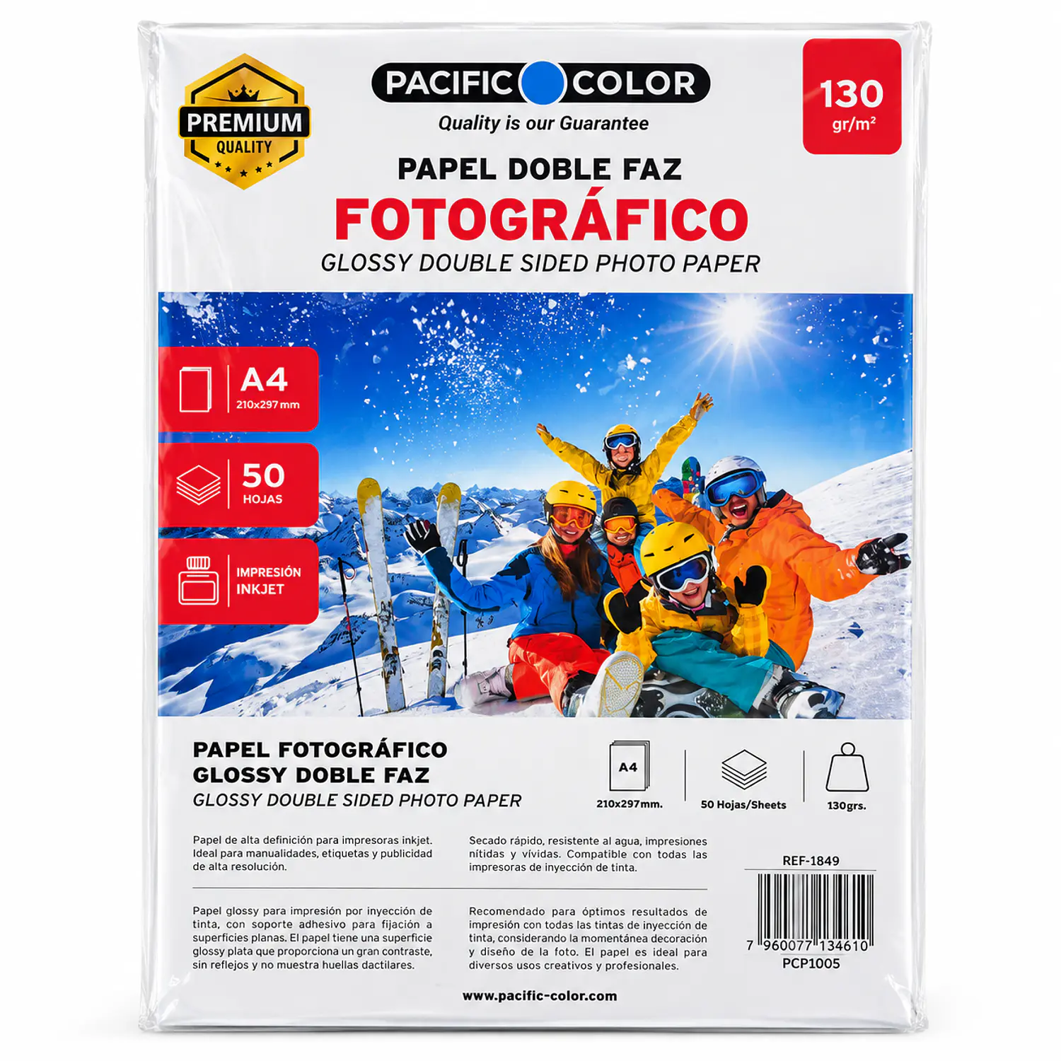 Pacific Color – Papel Glossy Photo Paper Doble Faz A4 130 g – 50 Hojas – 1