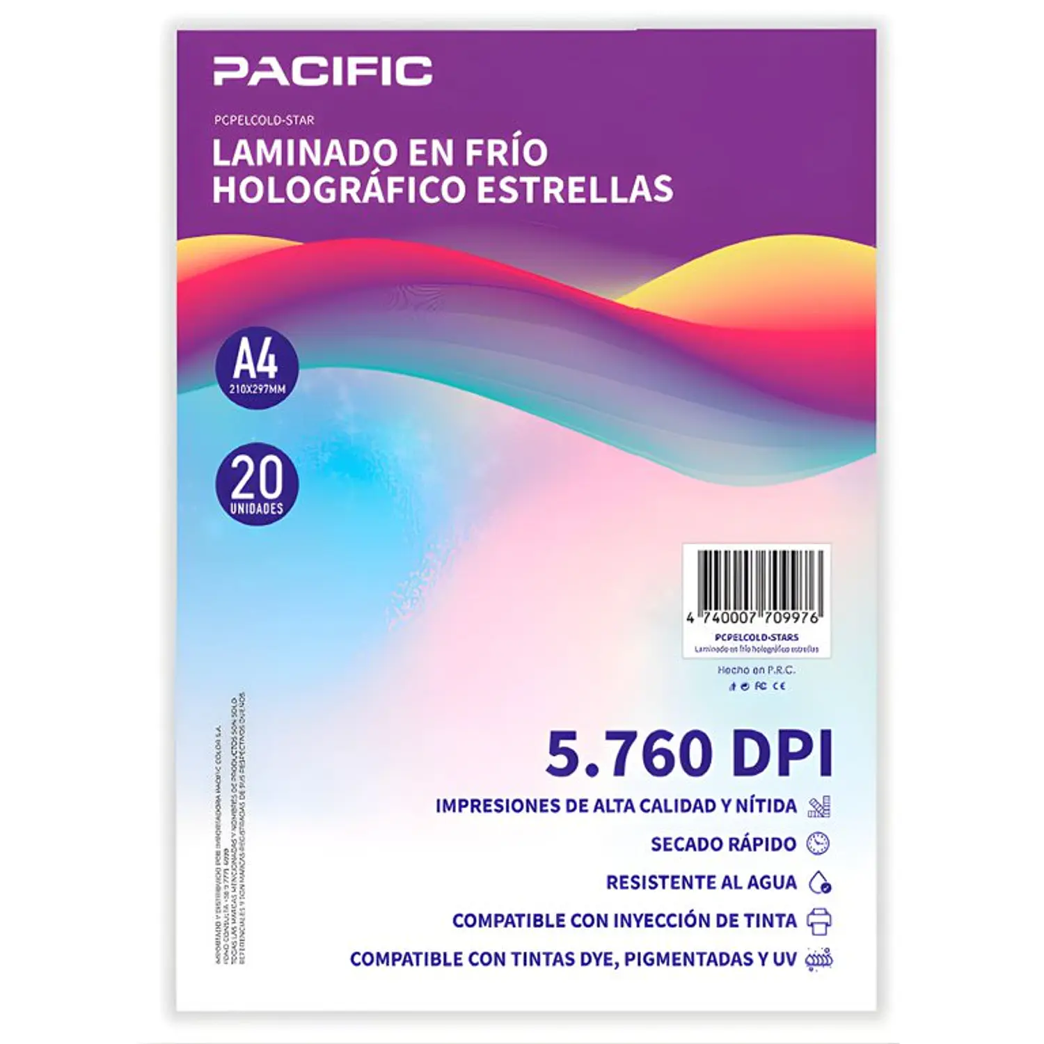 Pacific – Laminado Frío Holográfico Estrellas A4 – 20 Hojas – 1