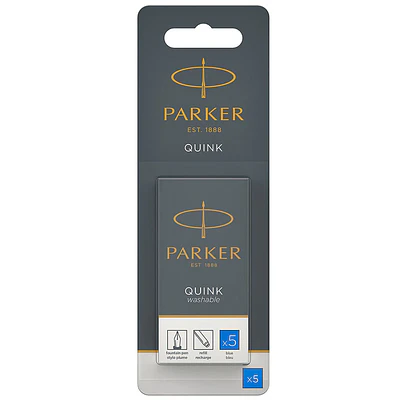 Parker – Set de Cartuchos para Pluma Fuente Tinta Azul 5 Unidades