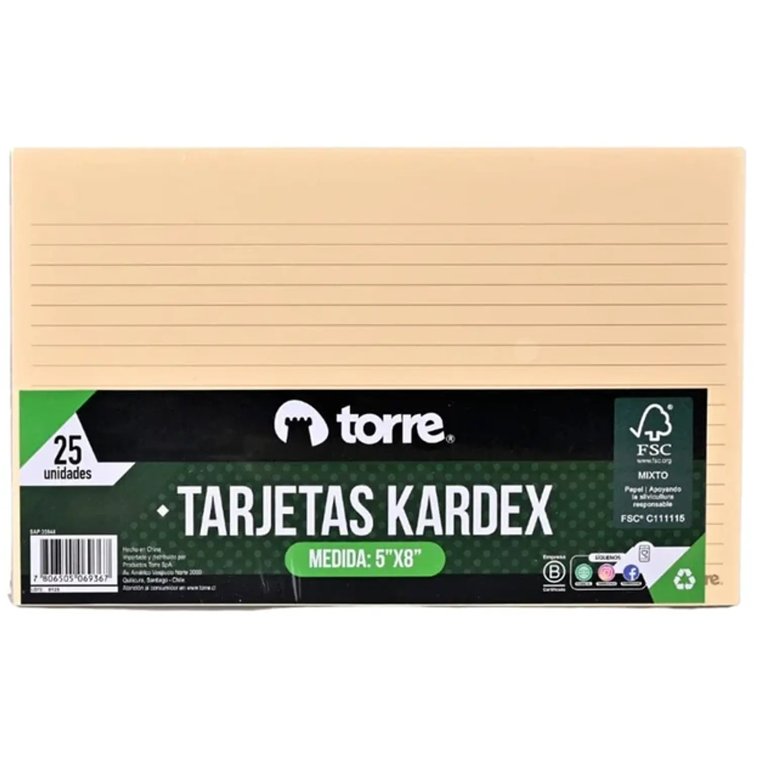 Torre – Tarjetas Kardex 5 x 8 Pulgadas – 25 Unidades – 1