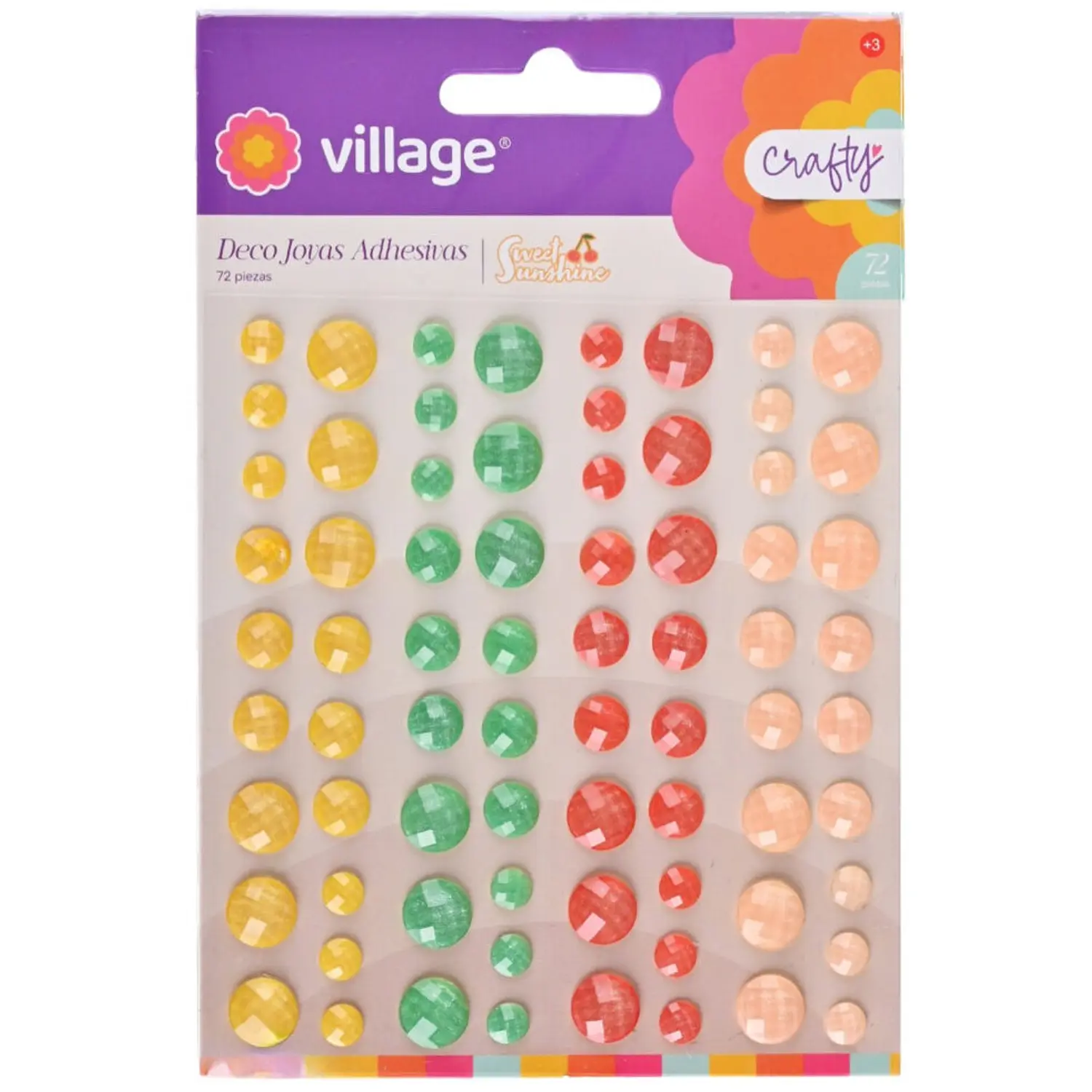 Village – Joyas Adhesivas Circulares Sweet Sunshine – 72 Un – 1