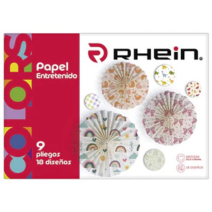Rhein – Carpeta con Papel Entretenido 18 Diseños 9 Pliegos