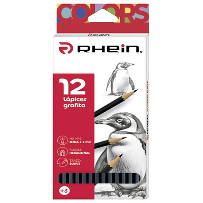Rhein – Lápices Grafito N°2 HB Triangulares 12 Unidades