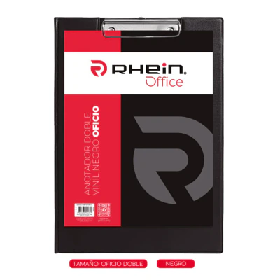 Rhein – Anotador Simple de Vinilo Negro Tamaño Oficio