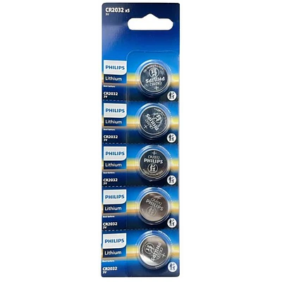 Philips – Pila Botón de Litio CR2032 3V – 5 Unidades