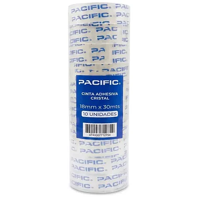 Pacific – Pack 10 Cintas Adhesivas Transparente – 8 mm x 30 m – 40 Micrones
