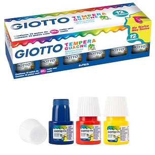 Giotto – Témperas 12 Colores de 20 ml – Incluye Doble Blanco