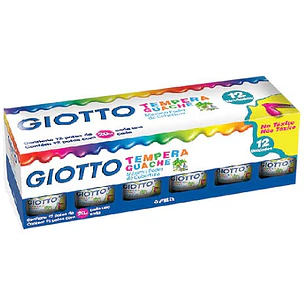 Giotto – Témperas 12 Colores de 20 ml – Incluye Doble Blanco