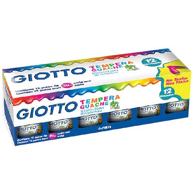 Giotto – Témperas 12 Colores de 20 ml – Incluye Doble Blanco