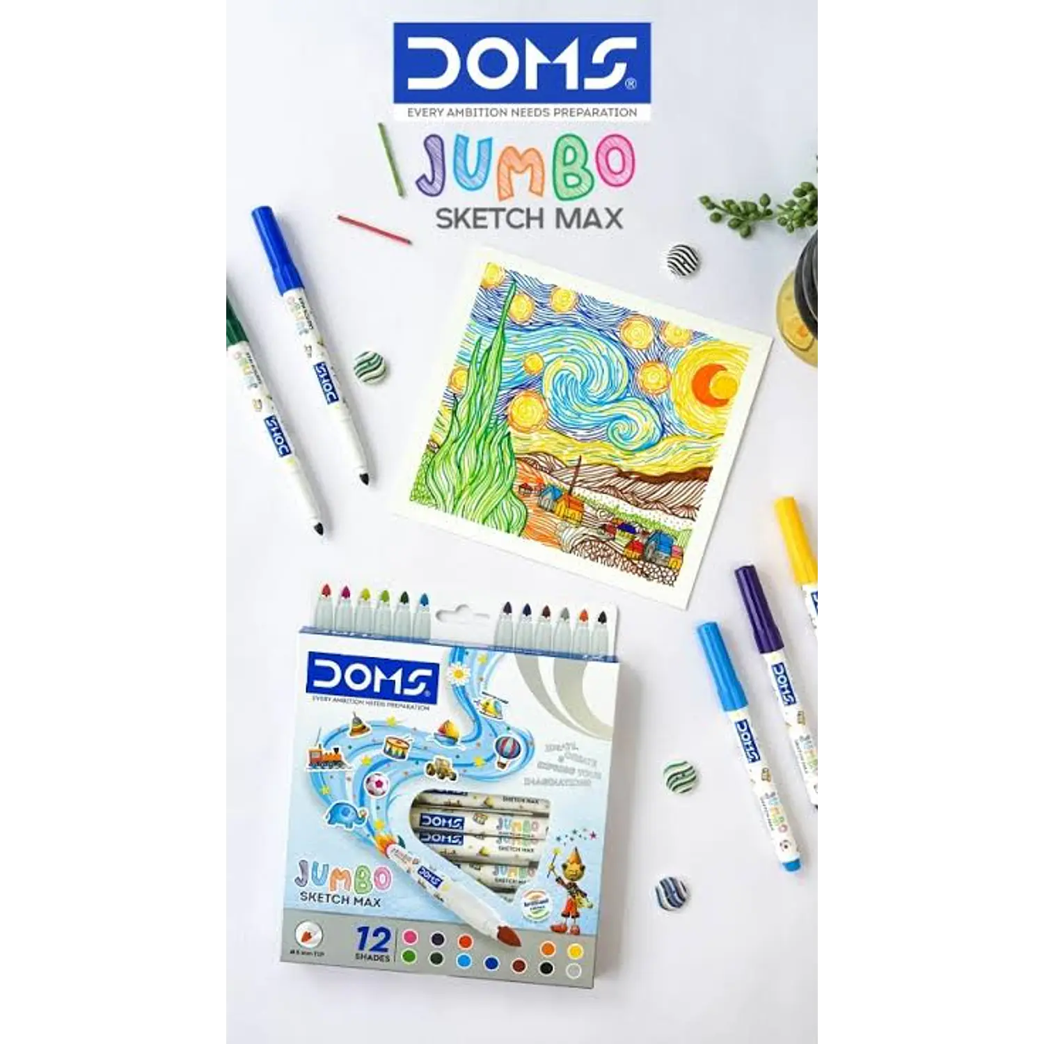 DOMS – Marcadores Gruesos Jumbo Sketch Max – 12 Colores – 3