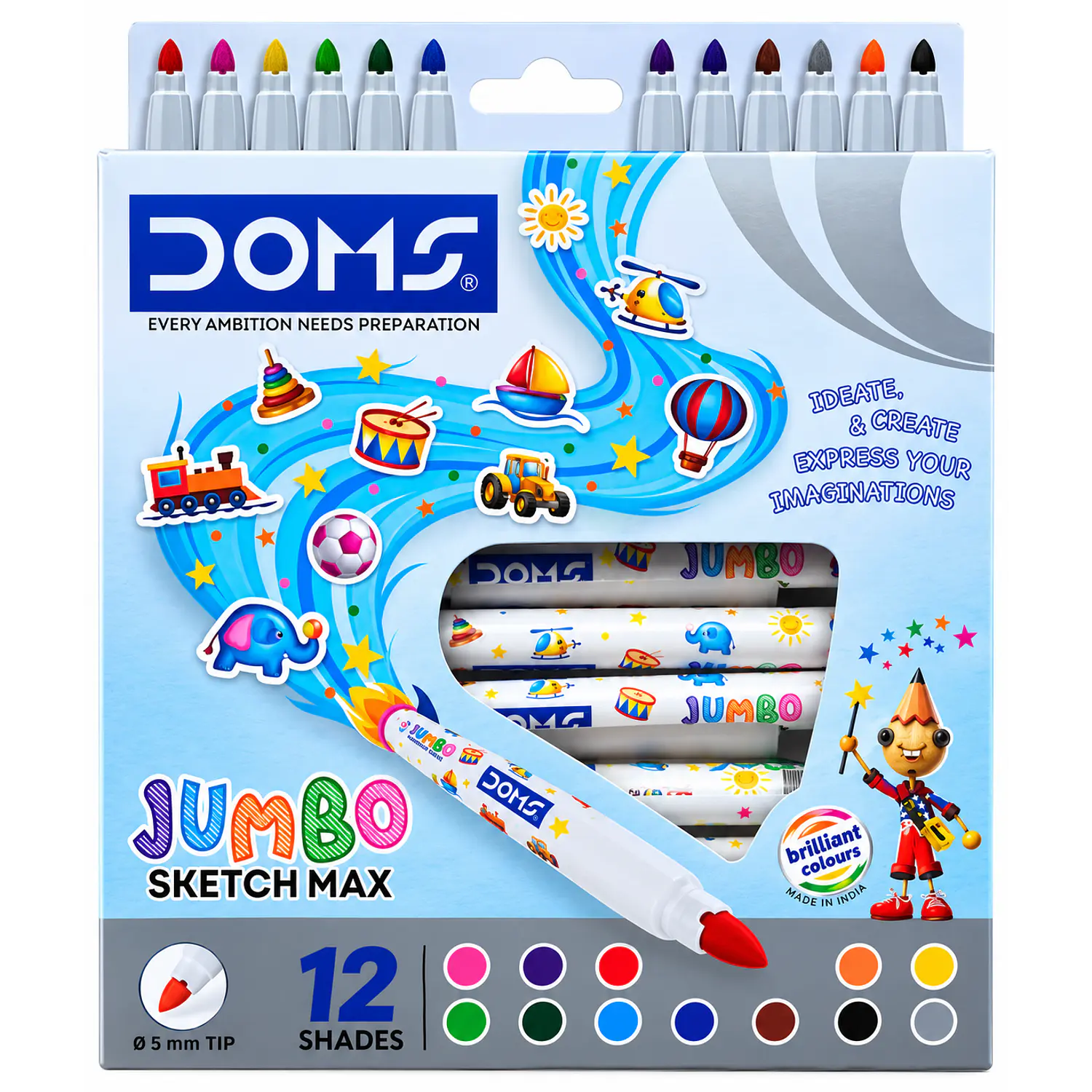 DOMS – Marcadores Gruesos Jumbo Sketch Max – 12 Colores – 1