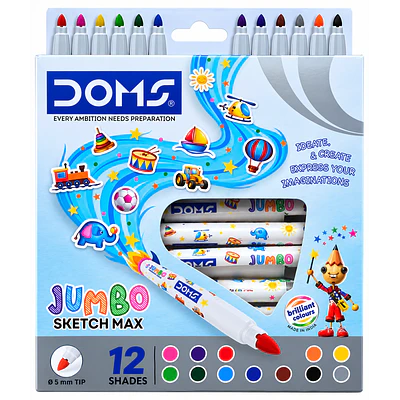 DOMS – Marcadores Gruesos Jumbo Sketch Max – 12 Colores